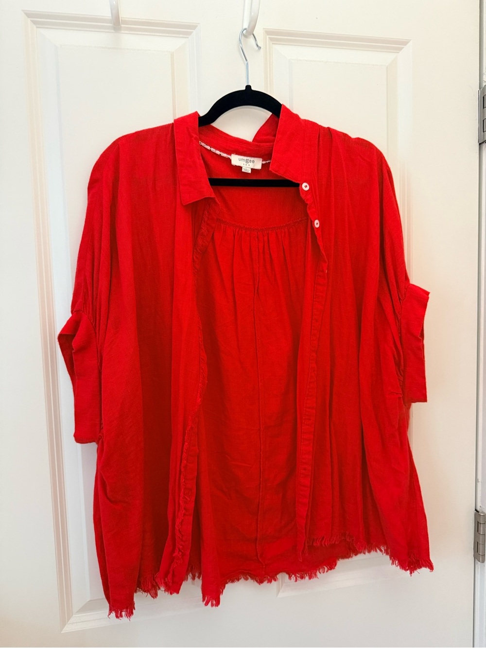 Umgee Vibrant Red Button-Down Relaxed Women's Top